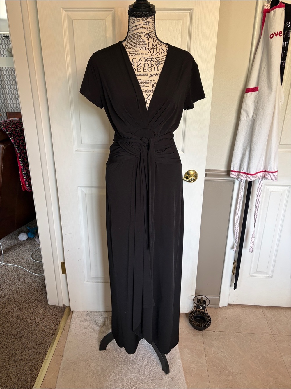 Michael Kors Black Wrap Maxi Dress with Tie Waist